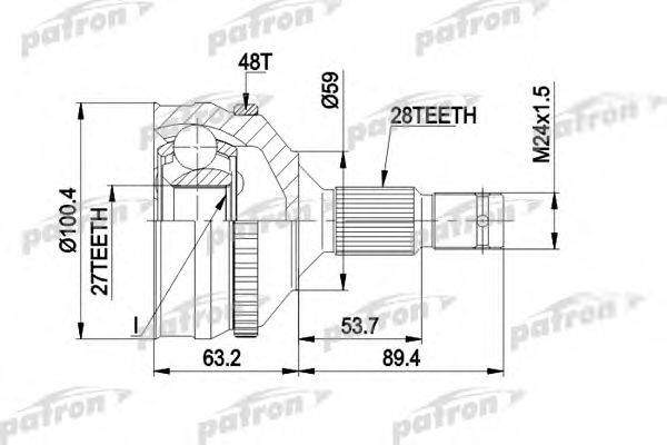 PATRON PCV1180 Шарнирный комплект, приводной вал