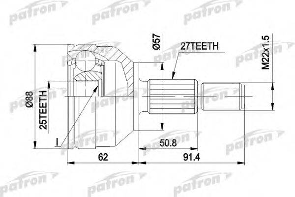 PATRON PCV1202 Шарнирный комплект, приводной вал