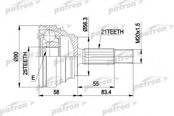 PATRON PCV1204 Шарнирный комплект, приводной вал