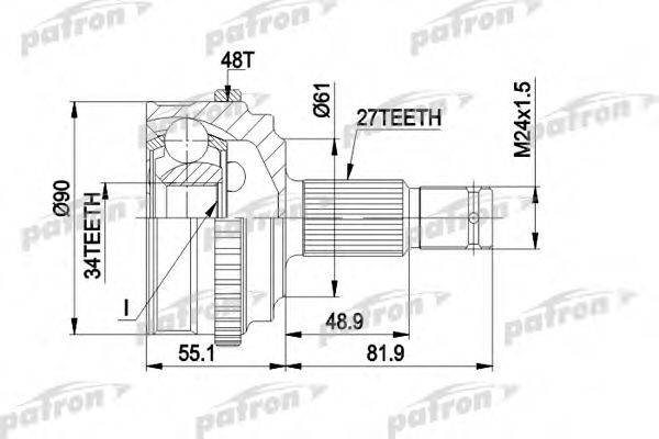 PATRON PCV1222 Шарнирный комплект, приводной вал