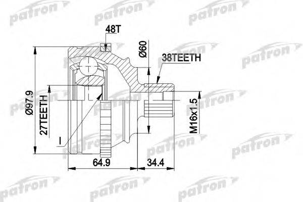 PATRON PCV1229 Шарнирный комплект, приводной вал