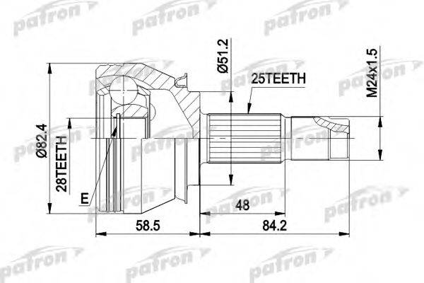 PATRON PCV1244 Шарнирный комплект, приводной вал