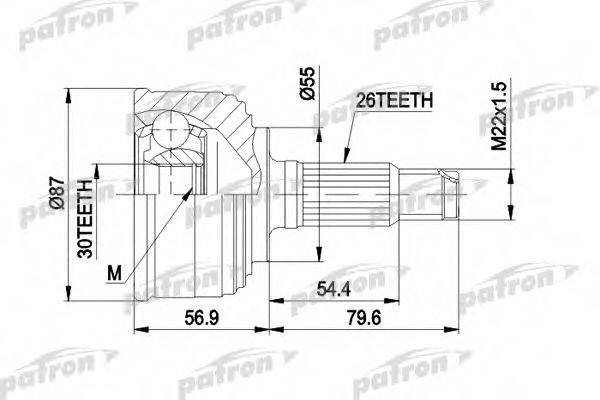 PATRON PCV1255 Шарнирный комплект, приводной вал