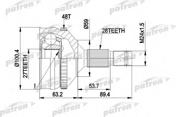 PATRON PCV1264 Шарнирный комплект, приводной вал