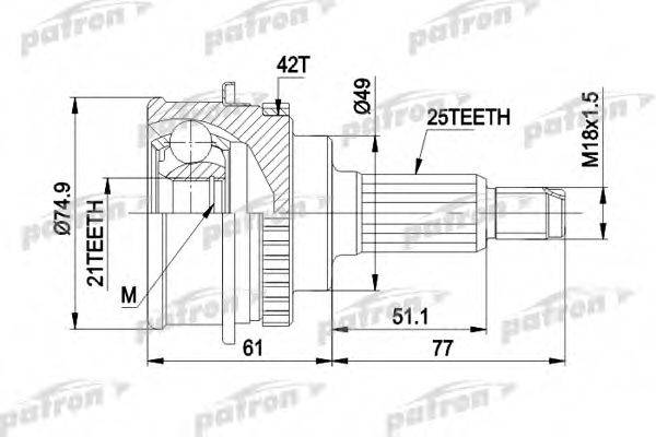 PATRON PCV1266 Шарнирный комплект, приводной вал