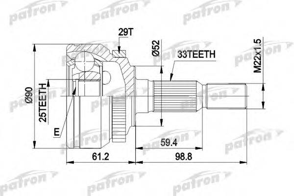 PATRON PCV1269 Шарнирный комплект, приводной вал