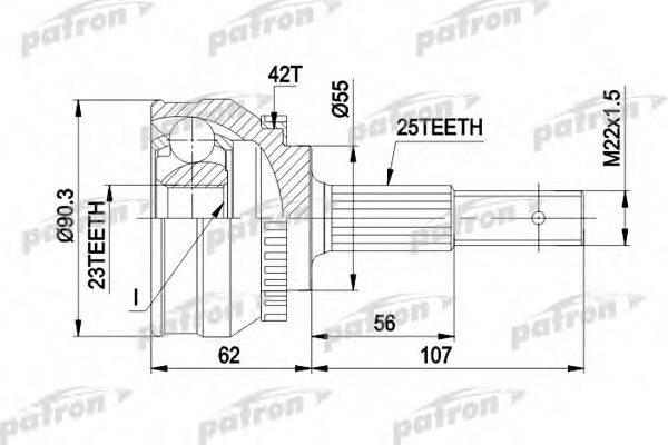 PATRON PCV1275 Шарнирный комплект, приводной вал