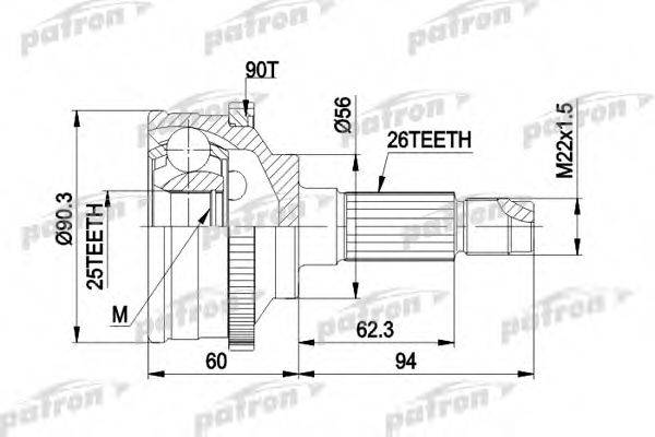 PATRON PCV1278 Шарнирный комплект, приводной вал