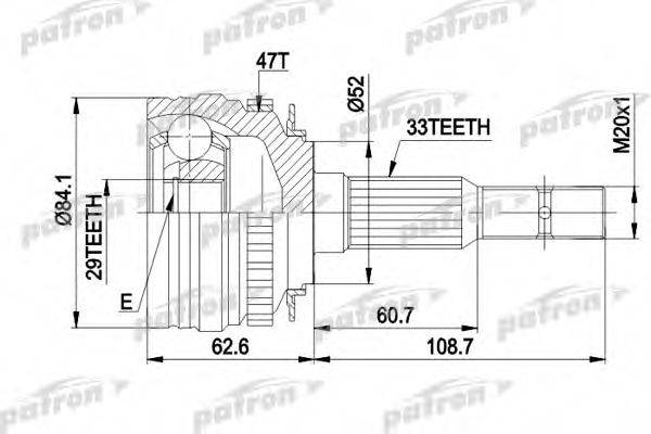 PATRON PCV1279 Шарнирный комплект, приводной вал