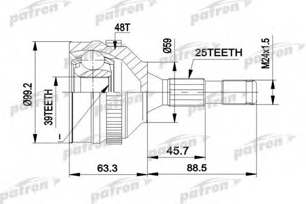 PATRON PCV1281 Шарнирный комплект, приводной вал
