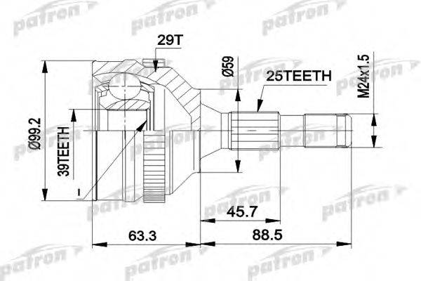 PATRON PCV1281A Шарнірний комплект, приводний вал