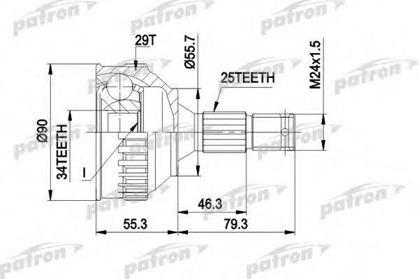 Шарнірний комплект, приводний вал PATRON PCV1282