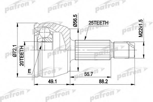 PATRON PCV1283 Шарнірний комплект, приводний вал