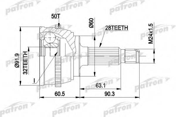 Шарнирный комплект, приводной вал PATRON PCV1284