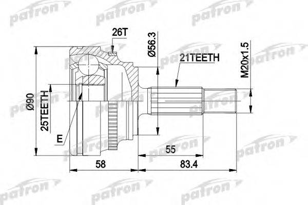 PATRON PCV1285 Шарнирный комплект, приводной вал