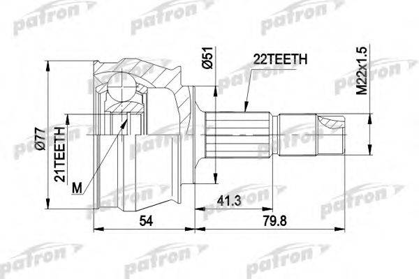 PATRON PCV1296 Шарнирный комплект, приводной вал