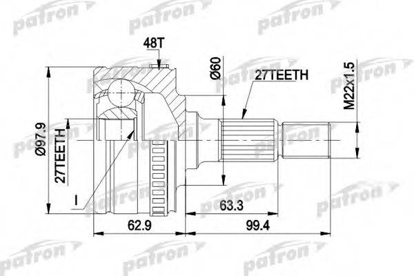 PATRON PCV1298 Шарнірний комплект, приводний вал
