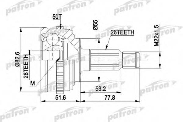 PATRON PCV1301 Шарнирный комплект, приводной вал