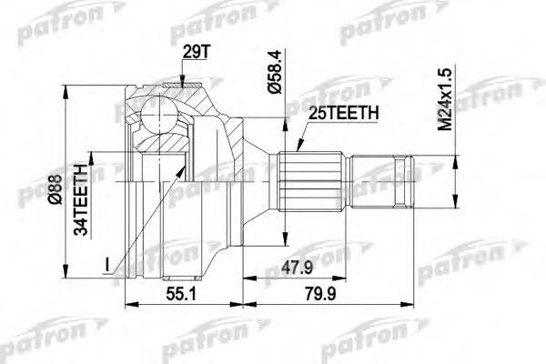 PATRON PCV1302 Шарнирный комплект, приводной вал