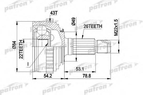 PATRON PCV1303 Шарнирный комплект, приводной вал