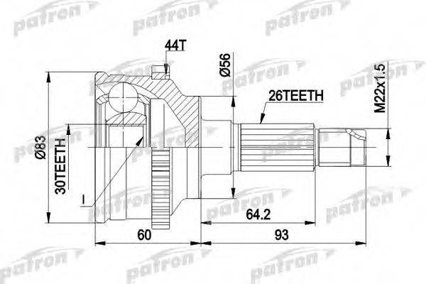 PATRON PCV1304A Шарнирный комплект, приводной вал