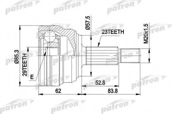 PATRON PCV1317 Шарнірний комплект, приводний вал
