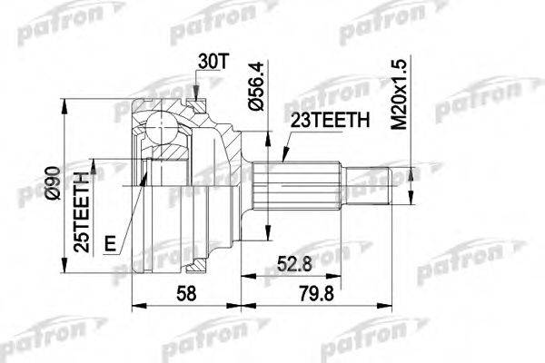 PATRON PCV1336 Шарнирный комплект, приводной вал