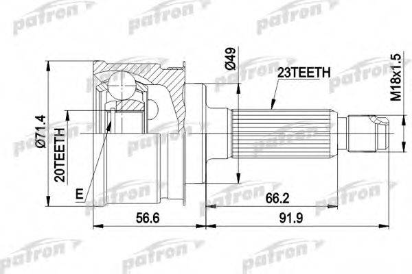 PATRON PCV1361 Шарнирный комплект, приводной вал