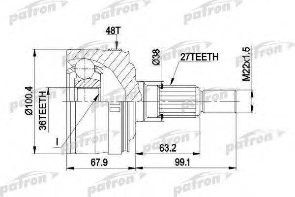 PATRON PCV1373 Шарнірний комплект, приводний вал