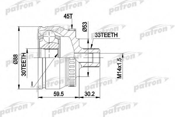 PATRON PCV1375 Шарнирный комплект, приводной вал
