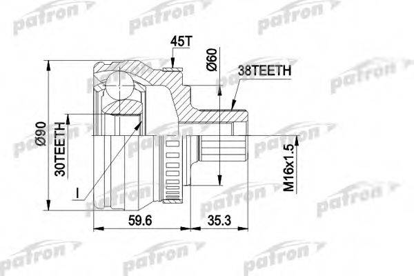 PATRON PCV1377 Шарнирный комплект, приводной вал
