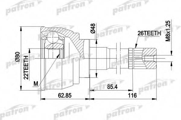 PATRON PCV1380 Шарнирный комплект, приводной вал