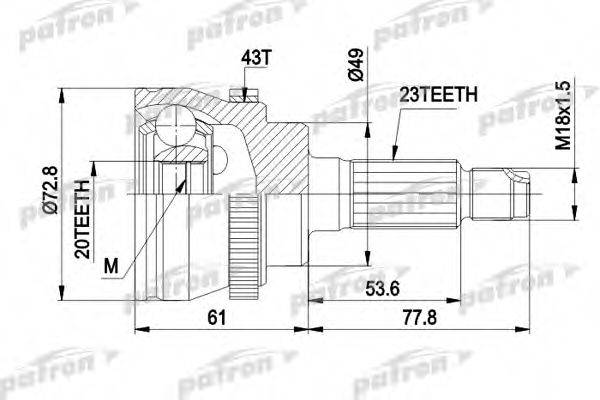 PATRON PCV1394 Шарнірний комплект, приводний вал