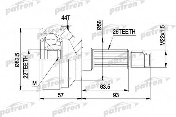 PATRON PCV1398 Шарнирный комплект, приводной вал