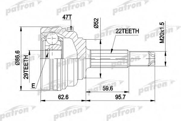 Шарнирный комплект, приводной вал PATRON PCV1401