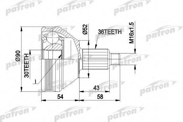 PATRON PCV1414 Шарнирный комплект, приводной вал