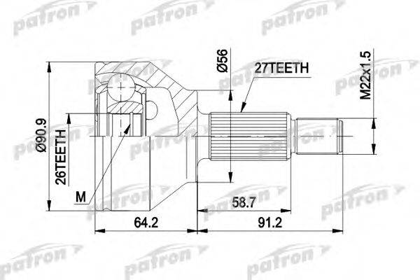 PATRON PCV1417 Шарнирный комплект, приводной вал