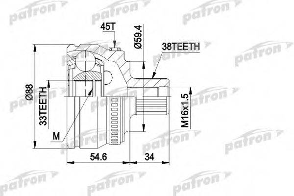 PATRON PCV1435 Шарнирный комплект, приводной вал