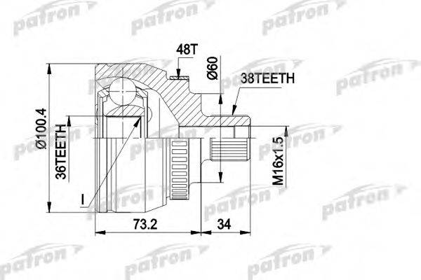 PATRON PCV1444 Шарнирный комплект, приводной вал