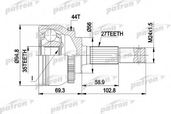 PATRON PCV1445 Шарнирный комплект, приводной вал
