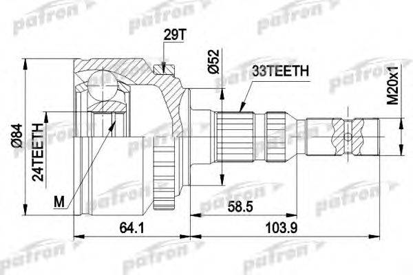 PATRON PCV1452 Шарнірний комплект, приводний вал