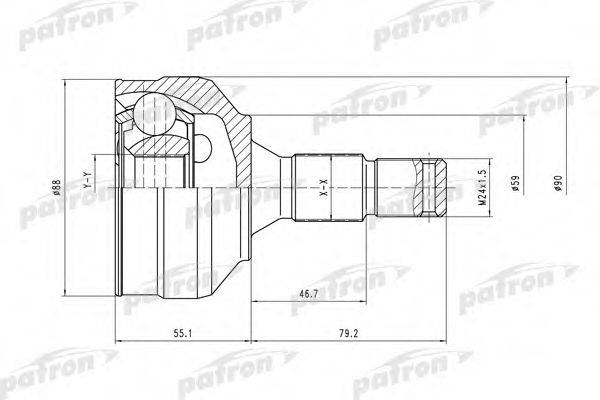 PATRON PCV1455 Шарнірний комплект, приводний вал
