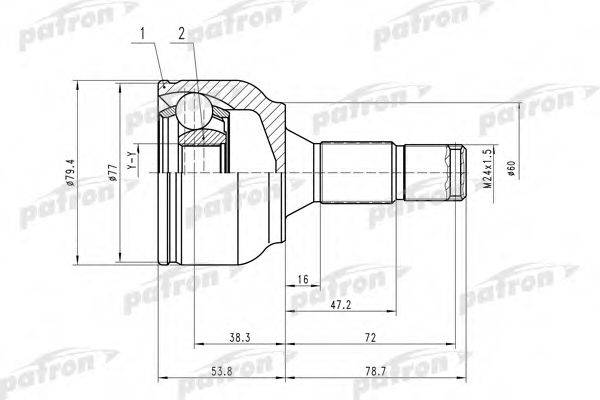 PATRON PCV1456 Шарнирный комплект, приводной вал