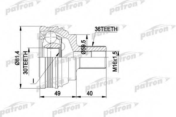 PATRON PCV1465 Шарнирный комплект, приводной вал