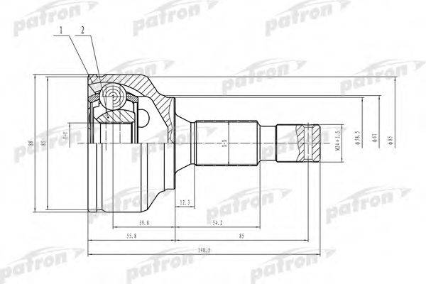PATRON PCV1469 Шарнирный комплект, приводной вал