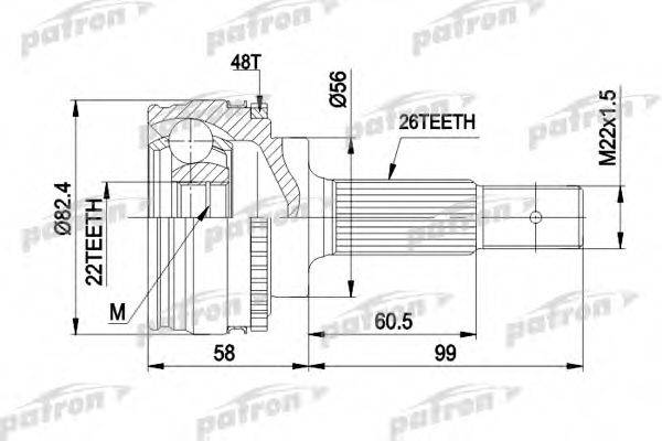 PATRON PCV1484 Шарнирный комплект, приводной вал
