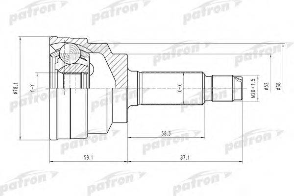 PATRON PCV1548 Шарнирный комплект, приводной вал