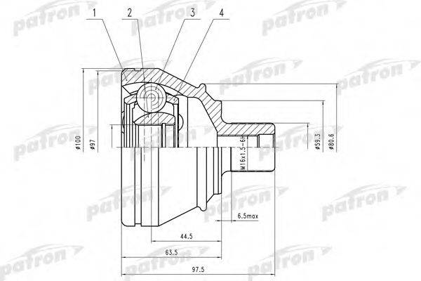 PATRON PCV1552 Шарнирный комплект, приводной вал