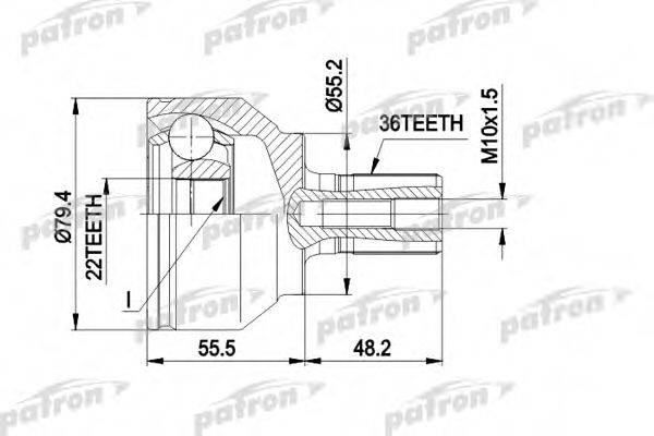 PATRON PCV1603 Шарнирный комплект, приводной вал