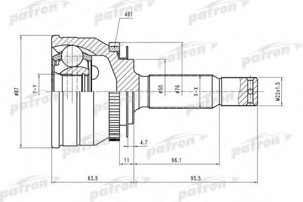 PATRON PCV1607 Шарнирный комплект, приводной вал